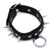 Kiotos Leather Spiked Collar with O-Ring Black