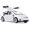 MODVKVK Tesla Model X 1:32 Modellino Macchinina con Luce e Musica, Funzione Pull-Back, Lega Pressofusa, Ideale per Bambini dai 3 anni e Collezionisti (Bianco)