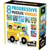 HEADU - 8 Progressive Puzzle Vehicles - Grandi pezzi adatti ai più piccoli - Puzzle Educativo per Bambini dai 2 ai 4 anni, Made in Italy | IT60957