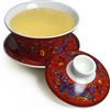 vv8oo Gaiwan - Set di piattino per labbra con coperchio Dargon Sancai, motivo: tazza da tè Gongfu (rosso)
