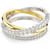 Swarovski Hyperbola Anello, Gioiello Versatile per Occasioni Speciali con Zirconia, Pietre Sfavillanti a Taglio Misto, Montatura a Griffe, Mix di Finiture, Taglia 58