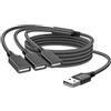 MOGOOD Sdoppiatore USB 2.0 1 Maschio a 3 Femmine, Cavo Multiporta per Ricarica e Trasferimento Dati, Compatibile Laptop, Mac, Tablet, Console di gioco, Auto, Chiavette USB e Dispositivi USB-A