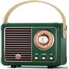 Caulikine Cassa Bluetooth Retrò Portatile Regalo Uomo Altoparlante Bluetooth Supporto USB/TF/AUX, Vivavoce Regalo Uomo Compleanno,Regali per Lui Amico o Bambino Altoparlante Vintage per Decorazione Casa (Verde)