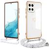 Meeter Cover Cordino per Xiaomi Redmi Note 13 Pro 4G, Custiodia con Collana Ultra Sottile Morbido Silicone TPU Antiurto AntiGraffio, Cuore Carino Corda Case Protezione Fotocamera, bianco