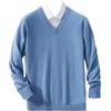 Dcvmvmn Maglione da uomo in misto cotone e cashmere caldo maglione con scollo a V lavorato a maglia invernale maglioni di lana, blu cielo, XXL