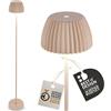 Briloner - Riffle lampada da terra LED senza fili IP44 con touch, 19 x 124 cm, dimmerabile, funzione memoria, lampada da terra a batteria, vincitore del German Design Award 2025, beige