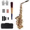 Btuty Eb sax contralto ottone laccato oro 802 chiave tipo legno strumento con custodia imbottita guanti panno pulizia spazzola sax cinghie ance