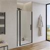DEGHI Box doccia nicchia 100 cm battente 80 cm e lato giunto con vetro temperato trasparente e profilo nero opaco 195h - Nilo