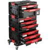 botle Set di doppio cassetto degli attrezzi, 2 cassetti per attrezzi tripli su piattaforma con ruote H 87,5 cm, set modulare, garage officina PRO