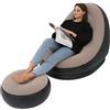 Leapiture Sedia Gonfiabile Air Chaise Lounge con Pouf per Giochi da Campeggio, Pausa Pranzo e Feste in Giardino - Goditi il Sole (Caffè)