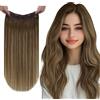 Vivien Extension Filo Invisibile Capelli Veri Marrone Ombre Fish Line Extension Capelli Umani Balayage Marrone Chiaro e Biondo Scuro Lisci 35cm 80g #8/16/8
