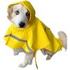 OCSOSO Giacca antipioggia per cani, impermeabile per cani, con cappuccio, con pettorina riflettente, per chihuahua, Yorkie, bassotto, cavapoo, barboncini (giallo, S/M, dorso: 35,6 cm