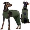 Kuoser Tuta per il recupero del cane dopo l'intervento chirurgico, comoda alternativa a cono, tuta post-operatoria con gambe per uomini e donne, previene le leccate, verde, L