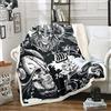 Loussiesd Coperta in pile con teschio vichingo, stile retrò, esotico, spada, lancia, in peluche, per divano, scheletro bianco e nero, decorazione vintage per camera da letto, per letto singolo, 127 x 152,4 cm