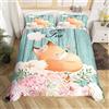 Homemissing Set di biancheria da letto con volpe carino copripiumino per bambini e bambini, motivo: volpe, copriletto in legno, 3 pezzi