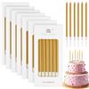 Annickee 42 Pezzi Candele Compleanno, Candeline Lunghe Compleanno Sottili, Candeline Compleanni lunghe con Supporto, Decorazioni Candele Torta, Candele Compleanni, Candele per Torta (Oro)