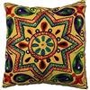 Original Kikan Federa per cuscino in stile bohémien con stella indiana Suzani, 40 x 40 cm, ricamo multicolore Suzani, 40,6 x 40,6 cm, etnico vegano, ecologico (giallo)