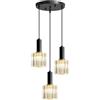 S-Cevada 3-Luci Lampadario di Sontuoso in Cristallo con Struttura in Metallo Dorato, Mini Retrò E27 Lampada a Sospensione a Soffitto per Sala da Pranzo Camera da Letto - Nero