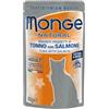 Generico Monge Natural Bustine gatto, alimento completo per gatti, monge umido gatto gusto TONNO con SALMONE | 12 bustine da 80 grammi l'una.