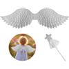 EQLEF Ali Angelo Bambino Con Stella e Bacchetta - Costume Fata Ala per Bambini - Outfit per Halloween Festa di Natale Cosplay (3-6 Anni)