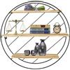 BAKAJI Mensola Scaffale Libreria da Parete Design Moderno Rotondo con Ripiani Struttura in Metallo Mensole in Legno MDF Rovere (55x55x11cm Modello 3)