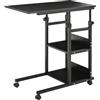 HOMCOM Tavolino Fine divano Tavolo su ruote Tavolino per letto portatile Altezza regolabile - 2 ripiani incorporati - Struttura in metallo Nero
