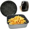 NAMAI - Set di Teglia Per Friggitrice Ad Aria 20x20 + Tortiera 18 CM, Alluminio Antiaderente, Adatte In Lavastoviglie, Effetto Pietra, Made In Italy (20x20 + Tortiera 18)