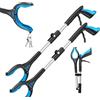 Kekoy pinza raccogli oggetti pieghevole piccola e robuste 66 cm, 2 pezzi | bastone con pinza leggera in lega di alluminio, testa girevole a 360°, punta magnetica, per anziani e disabili, blu cielo