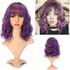 Greenmirr Breve Ombre Viola BOB parrucche ondulate con frangia Root marrone capelli sintetici resistenti al calore 12 in (Ombre Purple)