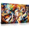 Panther Print Leonid Afremov - Dipinto a olio astratto su tela da parete per soggiorno, decorazione casa, Bottle Jazz, 31x20cm (12x8in)