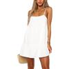 Coloquin Mini abito da donna con spalline sottili e schiena scoperta, prendisole e altalena, bianco, S