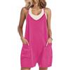 Zeagoo Tutine Donna Eleganti Estiva Casual Monopezzi Senza Maniche Spaghetti Regolabili Larga Pantaloni Corto Pantaloncini e Tasche