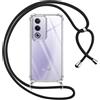 Pnakqil Cover per Oppo A80 5G con Cordino, Trasparente Custodia con Laccio Tracolla Cellulare Girocollo Collana Protettiva per Oppo A80 5G 6.67, Nero