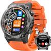 DEKELIFE Smartwatch Uomo Militare, 1.46" Orologio Smartwatch con Chiamata Bluetooth, 500mAH IP68 Impermeabile 120 modalità Sportive Cardiofrequenzimetro e Sonno, Smartwatch per Android iOS, Arancione