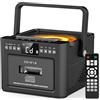 Greadio Lettore CD portatile per la casa, ricaricabile Boombox, lettore CD radio con Bluetooth, telecomando, batteria da 5000 mAh, USB, AUX, scheda TF/SD, doppio altoparlante stereo da 5 W (grigio