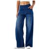 Generic Jeans Gamba Larga Donna, Jeans Larghi da Donna, Jean-s Gamba Larga a Vita Alta per Donnas con Tasche (Dark Blue,S)