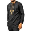 Ccipotatoo Medio Oriente Thobe con Pantaloni Set Musulmano Abaya Uomo Abito Africano Manica Lunga Allentato Caftano Dubai Abbigliamento Arabo Costume Islamico Africano Dashiki Abiti 2 Pezzi Abiti, Nero , M