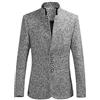 BIISDOST Abito da uomo colletto alto stile cinese vestibilità stretta blazer Zhongshan tinta unita uomo blazer slim fit giacca vestito caratteri cinesi uomo tuta giacca primavera autunno, grigio., L