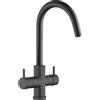 SCHOCK | Miscelatore Aquapura 4 Vie Nero, Doppio Comando per Acqua Filtrata Naturale e/o Frizzante Fredda, h362mm