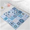 OPLERT Tappetino da doccia antiscivolo, morbido comfort, tappetino da bagno ad asciugatura rapida, tappetino da doccia in PVC con loofah, con fori di drenaggio per il bagno,blu,60x60cm