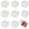Cheriswelry 10 scatole regalo quadrate in carta con nastri, piccole scatole regalo per compleanni, matrimoni, cioccolatini, caramelle, scatole regalo, bianche, 12 x 12 x 9 cm
