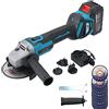 KATSU Tools Smerigliatrice Angolare a Batteria Brushless 21V/18V KATSU FIT-BAT, con 4,0Ah Batteria e Caricabatterie, 115mm 125mm, 6 Velocità, 10 x 115mm Dischi Smerigliatura in Acciaio Inossidabile