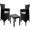 Ipae Progarden Set da Giardino Antracite con Cuscini 3 Pezzi Forest