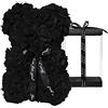 DuHouse Rose Bear Rose Teddy Bear Flower Gift Black Box per San Valentino Anniversario Festa della Mamma Natale, Compleanni Bridal Showers Completamente realizzato a mano 25,4 cm (nero)