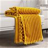 DISSA Coperta in pile, dimensioni: 51 x 63 cm, giallo, morbida, soffice, soffice, calda, accogliente, perfetta per divano, letto, divano, con frange di flanella con pompon