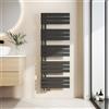 EMKE Scaldasalviette termoarredo, con Attacco Laterale, 1320x500 mm, Radiatore da Bagno, Scaldasalviette per Asciugamani ad Acqua Calda,Porta Asciugamani, Scaldasalviette, Colore Nero, 661 Watt