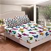 Loussiesd Set di lenzuola con angoli e farfalle, con stampa di farfalle colorate, ragazze, donne, insetti volanti, set di biancheria da letto 3D a animale, 2 pezzi, per letto singolo