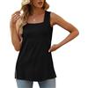 Aokosor Gilet da donna Top estivo da donna senza maniche canotta scollo quadrato spacco laterale strato base vestibilità ampia abbigliamento casual moda, Nero , S