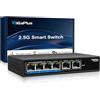 GiGaPlus 10Gbps Network Switch 6 porte 4x2.5G Base-T + 2x10G RJ45, 60Gbps Switching Capacity, per NAS/PC, router WiFi6 e AP wireless