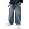Generisch 2025 - Pantaloni jeans da ragazzo con elastico in vita per bambini Primavera/Denim Pantaloni Baggy Jeans Cargo's, Blu, 11-12 Anni